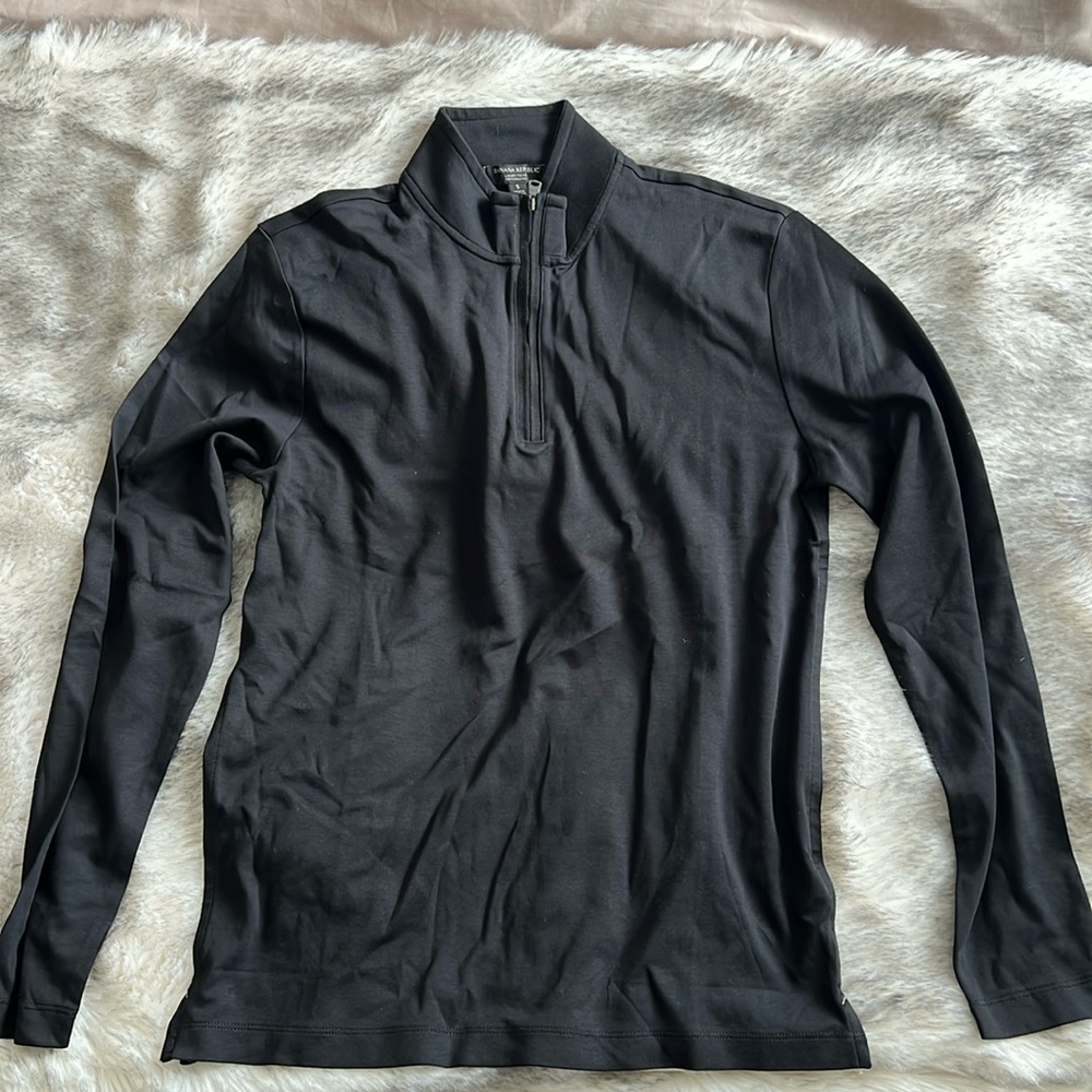 Black Banana Republic Luxury Touch Long-sleeve Mock Turtleneck with zipper